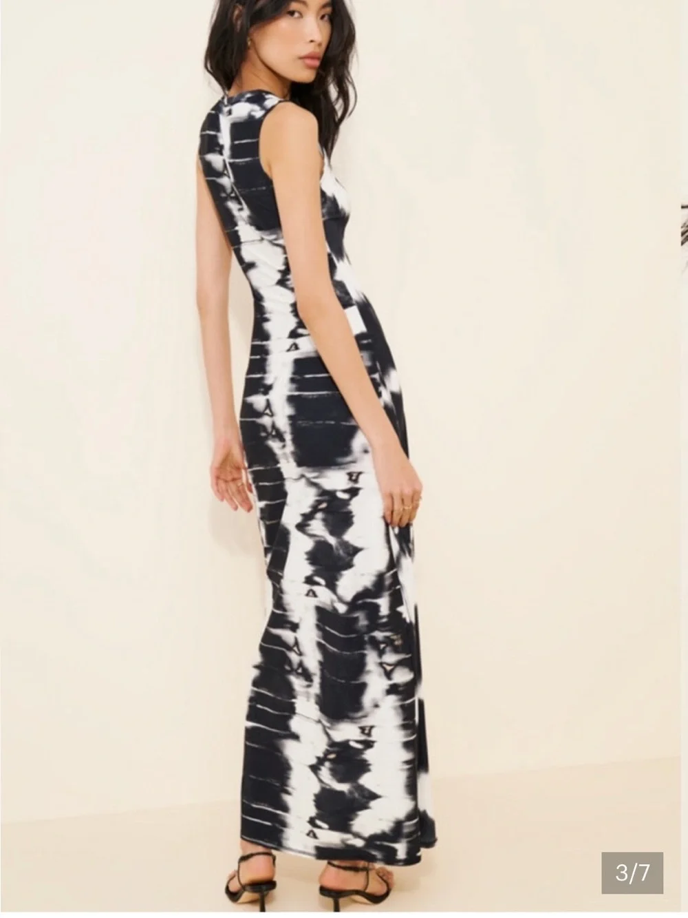 Samsoe Black & White Tie-Dye Maxi Dress